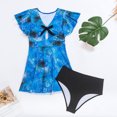 thumbnail image 2 of Jacenvly Plus Size Swimsuit for Women Swimdress Two-Piece Swimwear with Flared Skirt Bikini Bathing Suits Blue, 2 of 9