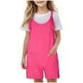 thumbnail image 2 of Gubotare Girls Romper Shorts Summer Girl's Casual Sleeveless Summer Rompers Wide Leg Jumpsuits Size 9-10T (Hot Pink,9-10 Years), 2 of 5