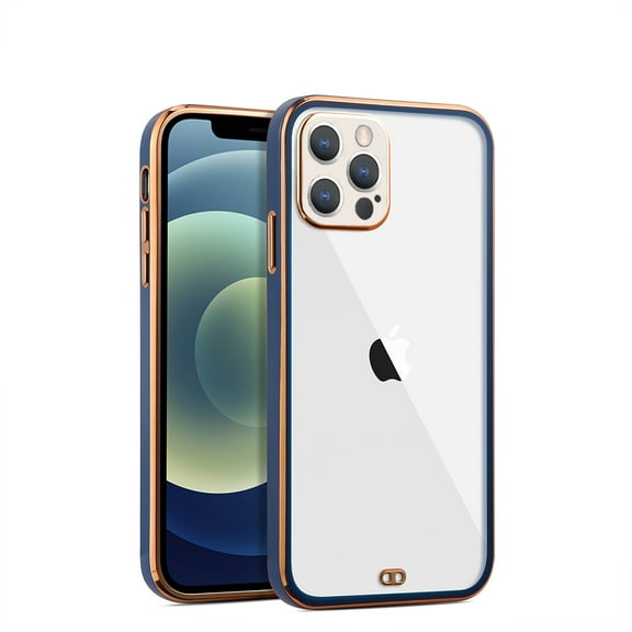 Xpm Case for Apple iPhone 13 (6.1") Hybrid PC Bumper Plating with Raised Camera Protection Shockproof Slim Frame Protective Cover for iPhone 13 - Clear / Blue