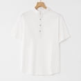 thumbnail image 1 of Ceisia Men's Shirt | Loose Stand Collar Short Sleeve Cotton-Linen Shirt | Breathable Textured Wrinkle (Multiple Solid Colors) Gift, 1 of 9