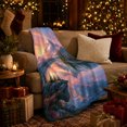 thumbnail image 3 of Majestic Purple Mountain Sunrise Landscape Reflection Art, Peaceful Mountain Lake Scene, Warm Flannel Blanket for Cabin and Lodge, Outdoor Lovers Christmas Gift, Festive Home Decor, 3 of 9