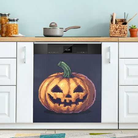 

Pumpkin Light Halloween Pixel Style Dishwasher Magnet Refrigerator Magnetic Cover Washing Machine Magnet Sticker Kitchen Decor