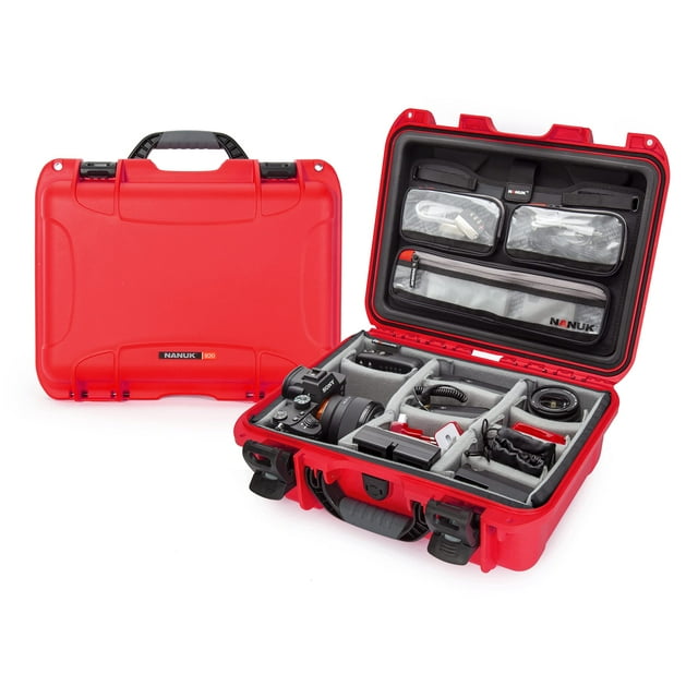 Nanuk 920 Étui Rigide Étanche avec Organisateur de Couvercle et Séparateur Rembourré - Rouge (920-6009)