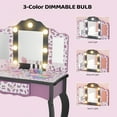 thumbnail image 4 of Ktaxon Kids Princess Wooden Vanity Desk w/ Lighted Mirror,Stool,Drawer, Purple, 4 of 8