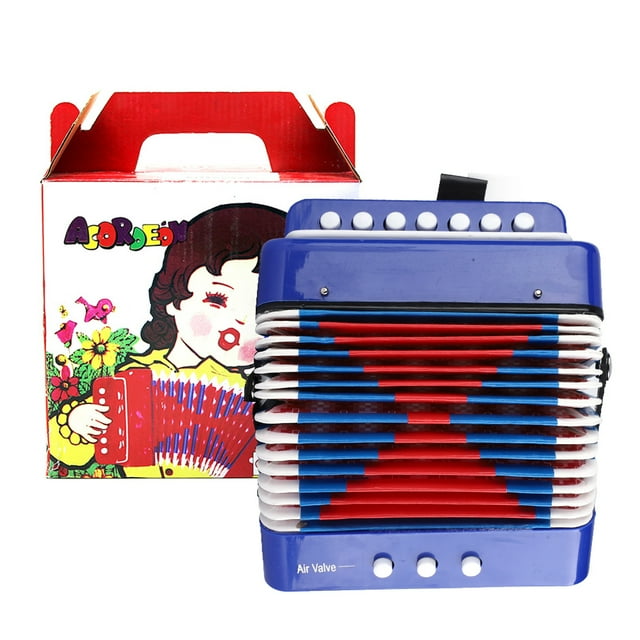 Mini acordeón pequeño de 7 teclas y 2 bajos para niños, instrumento musical educativo, juguete rítmico