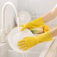 thumbnail image 3 of 2 pares de guantes de limpieza amarillos, guantes de látex de caucho Natural, guantes de limpieza de goma para el hogar, guantes reutilizables para lavar platos, 3 of 5