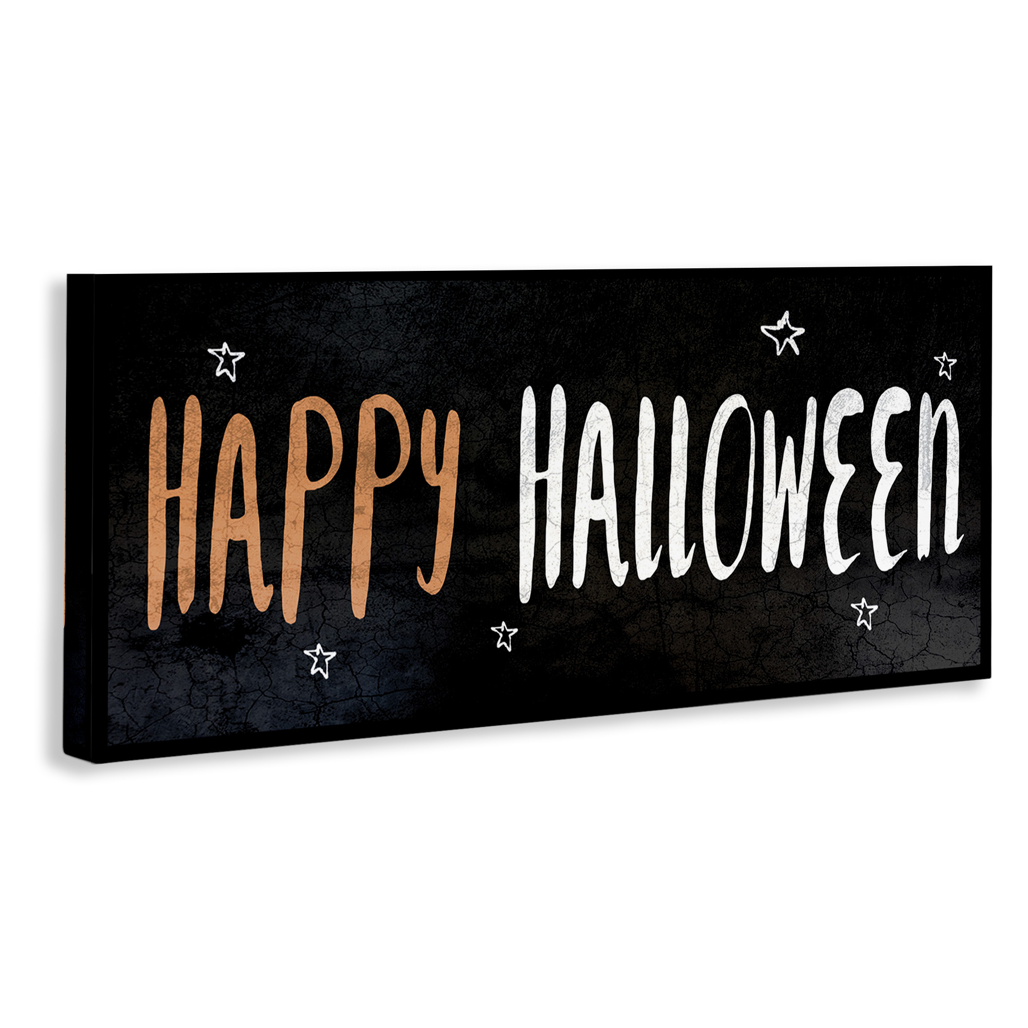 Stupell Industries Happy Halloween Spooky Stars Holiday Painting Gallery Wrapped Canvas Art Print Wall Art, 40 x 17