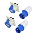 thumbnail image 3 of 16A 220-250V 2P+E 3-Pin Single-Phase Industrial Power Connector Set (2 Plugs & 2 Sockets) - PA66 Shell, Brass Interface, IP44 Protection, Anti-Drop Design for Indoor/Outdoor Use in Industry,, 3 of 6