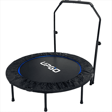 48" Foldable Mini Trampoline Max Load 450lbs, Fitness Rebounder with Adjustable Foam Handle, Exercise Trampoline for Adults/Kids Indoor/Garden Workout