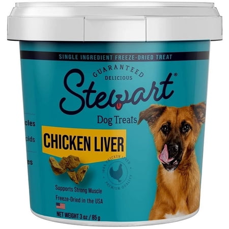 Stewart Pro-Treat 100% Freeze Dried Chicken Liver for Dogs [Dog, Treats Packaged] 3 oz