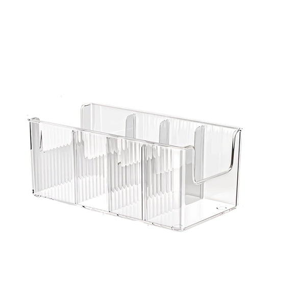 Storage Bin Organizer Clear Fluted 3 Compartment Plastic Organizer for Bathroom Vanity Skincare Makeup and Accessory Storage for Home Closet Drawer Use