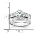 thumbnail image 4 of Sterling Silver Rhodium-plated CZ 2 Piece Wedding Ring Set, 4 of 7