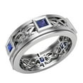 thumbnail image 1 of Wedding Bands for Men 9 MM Princess Cut Sapphire 14K White Gold 1.70 CTW, 1 of 5