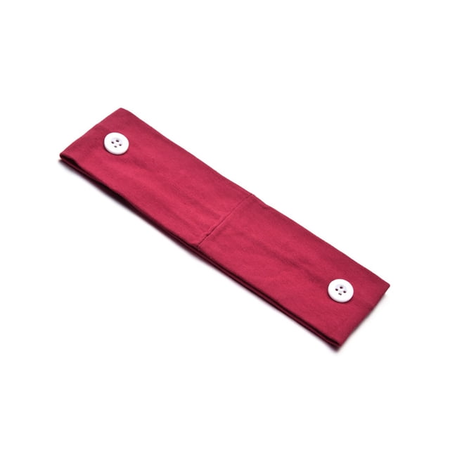 Qarigey Soporte para diadema con botones, buena elasticidad, para aliviar el dolor de oído, buena fijación, bufanda deportiva, tocado clásico, Accesorio para el cabello Vino Tinto con Botón Qarigey AP009560-08