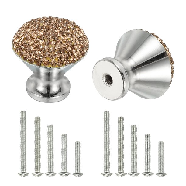 Perillas de cajón Uxcell, 2 piezas de 1.1 pulgadas (28mm) de diámetro, pomo de decoración de diamante brillante