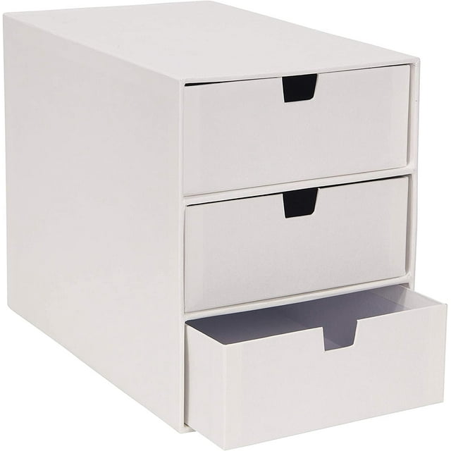 Cajones Organizadores De Escritorio De Tablero De Fibra De 3 Cajones Bigso Ingrid | Organizador De Almacenamiento De Escritorio Duradero Con Cajones Para Suministros Y Accesorios De Oficina | Cajones