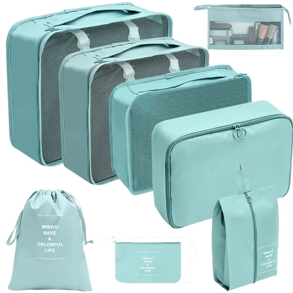 ZPAQI 8x Travel Luggage Organiser Set Suitcase Organiser Set Travel Packing Cubes