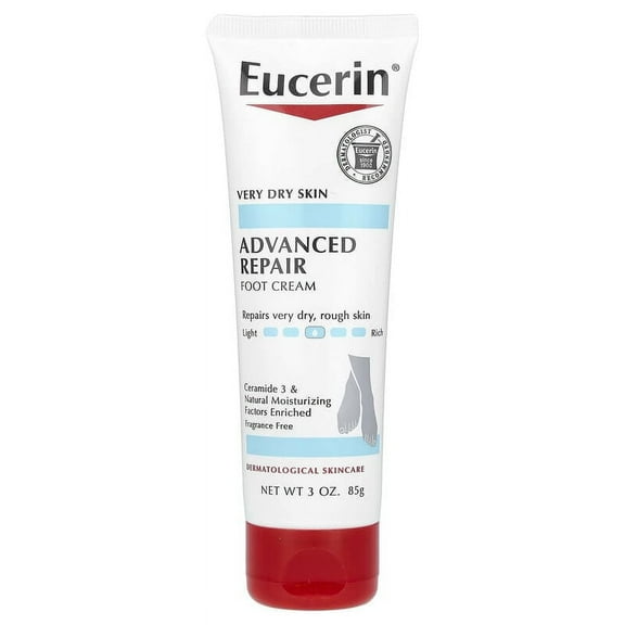 Eucerin, Advanced Repair Foot Creme, Fragrance Free, 3 oz (85 g) Pack of 2