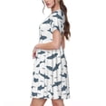 thumbnail image 2 of Xecao Mignon Requin pour Femmes Été Robe Midi à Manches Courtes avec Poches Robe Décontractée Fluide T-Shirt Robe de Plage, 2 of 6