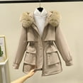 thumbnail image 2 of Christmas and New Yers Deals NARABB Womens Casual Coat Medium Length Detachable One Coat Three Wear Windbreaker Work Attire Overcoming Cotton Jacket, 2 of 4