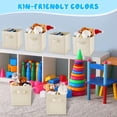 thumbnail image 4 of 12 Pcs Cube Storage Bin 11'' Collapsible Storage Cubes for Classroom Foldable Cube Storage Organizer Bins Fabric Bins Storage Basket Fabric Cubby Boxes for Shelf(Beige), 4 of 7