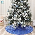 thumbnail image 2 of Deago Christmas Tree Skirt 48 Inches Snowy Pattern Large Christmas Tree Mat with Merry Christmas Stocking for Xmas Holiday Decoration Indoor Outdoor (Blue), 2 of 9