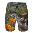 thumbnail image 3 of Vsdgher Mountain Cows Flower Stream Men's Beach Shorts, Surfing shorts, Swim trunks, Quick Dry Swim Trunks for Surfing Beach Fun -Medium, 3 of 6