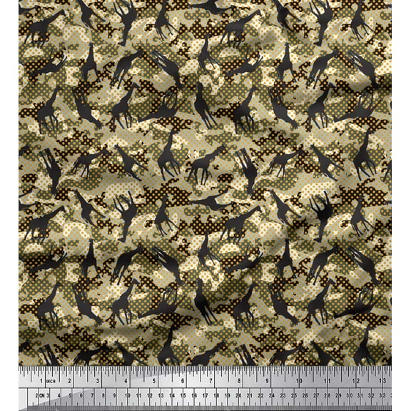 Soimoi Black Cotton Duck Fabric Dot,Camouflage Texture & Giraffe Animal Print Sewing Fabric BTY 42 Inch Wide