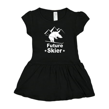 

Inktastic Future Skier Funny Skiing Bear Girls Baby Dress