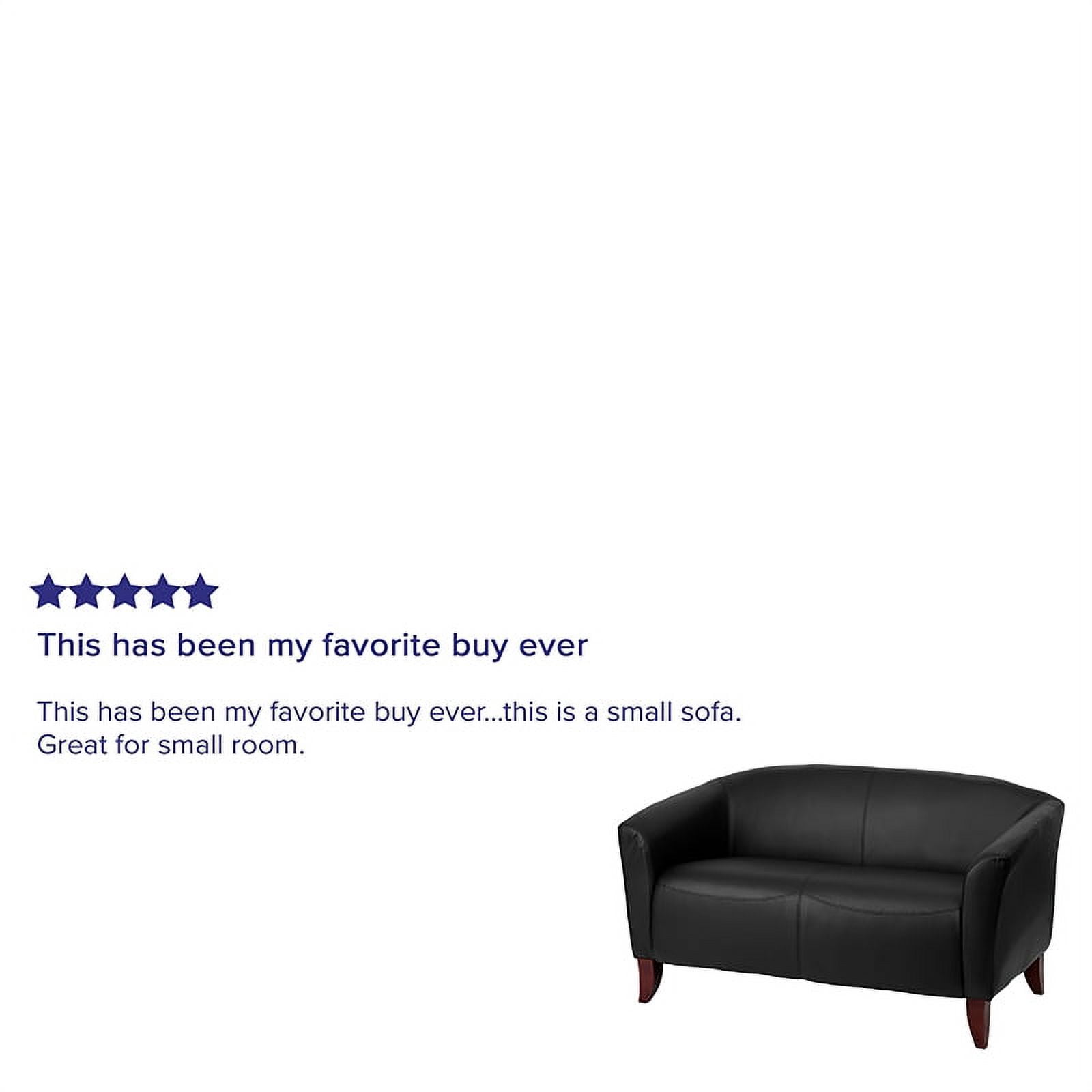 Emma + Oliver Black LeatherSoft Loveseat with Cherry Wood Feet