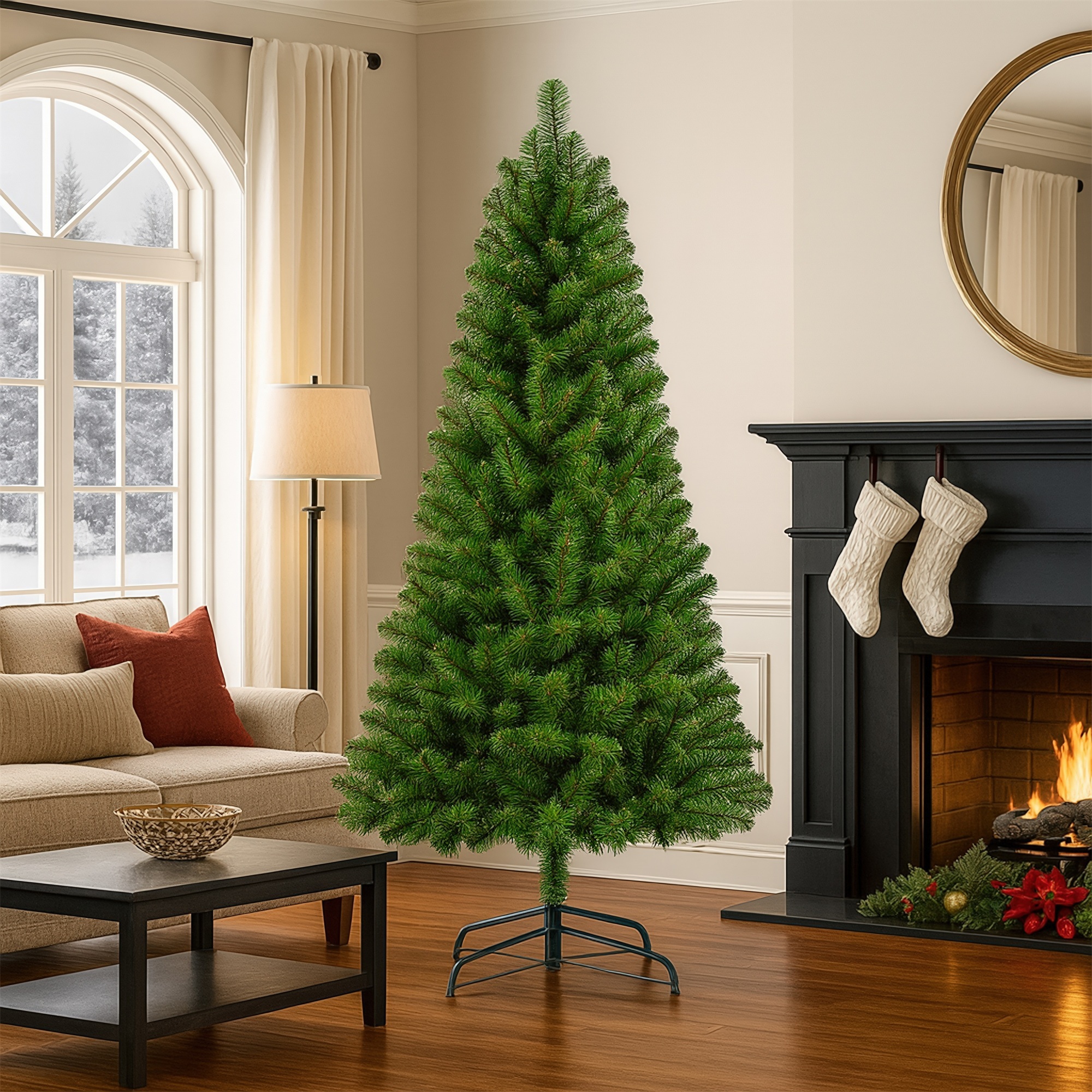 Alvantor 7ft Artificial Christmas Tree Classic PVC Tree with 775 Tips for Indoor Home Decoration Green