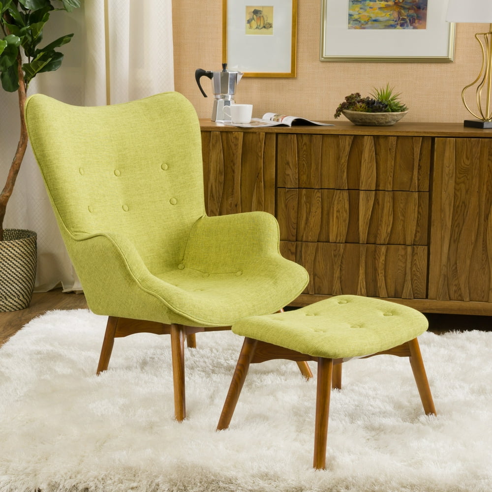 Noble House Madison MidCentury Modern Wingback Fabric Chair and