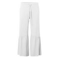 thumbnail image 5 of Pantalones acampanados de color liso con cintura elástica para hombre, primavera-verano - Pantalones informales de poliéster para vacaciones, 5 of 5