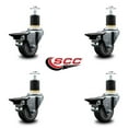 thumbnail image 2 of 3 Inch Thermo Rubber Swivel 1-7/8 Inch Expanding Stem Caster Set with Brake, 2 of 2