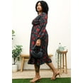 thumbnail image 2 of Plus Size Bell Sleeves Rose Floral Print Wrap Maxi Dress,Black,,4X-Large, 2 of 5