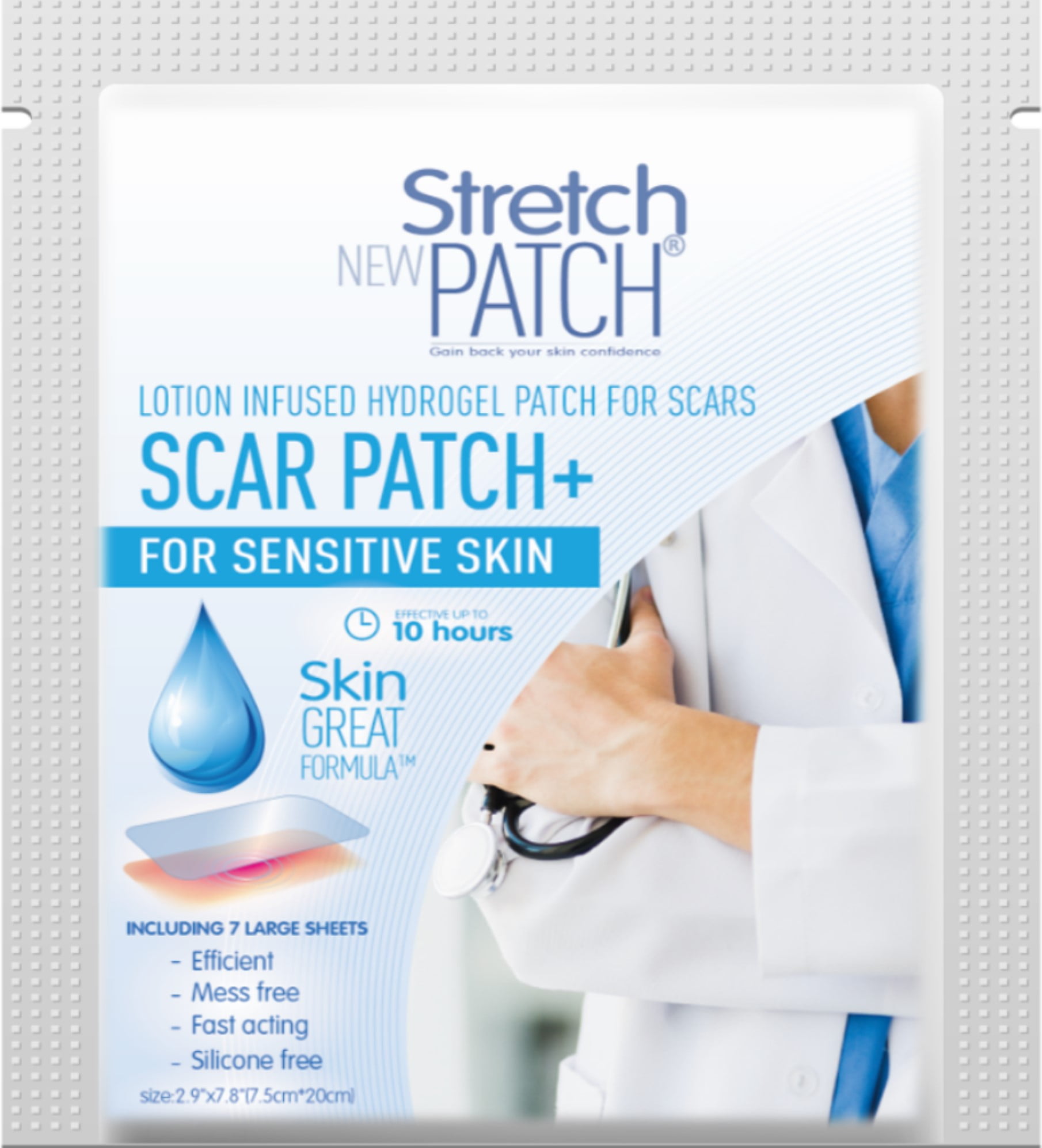 Stretch Patch Sensitive Skin Formula Lotion Infused Hot Patch for SCARS