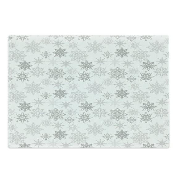 Winter Cutting Board, Ornamental Crystals of Ice Freezing Weather in January Cold Abstract, Decorative Tempered Glass Cutting and Serving Board, Large Size, Grey Grey White, by Ambesonne