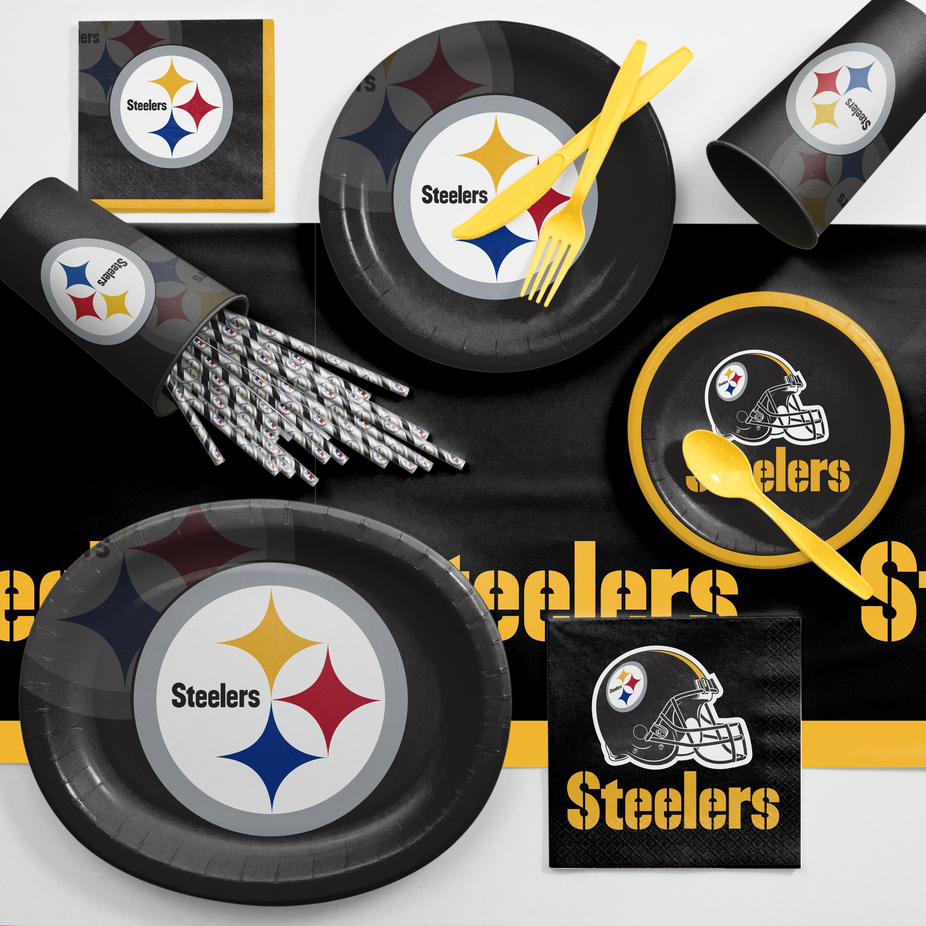 Pittsburgh Steelers Round Paper Plates 24 Count for 24 Guests