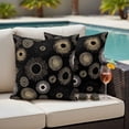thumbnail image 4 of Geometric Black Outdoor Waterproof Pillow Covers, Abstract Goldeb White Boho Circle Dot Decorative Square Throw Pillowcase Sofa Cushion Sham for Patio/Couch/Chair, 18"x18" 2 Pack, 4 of 8