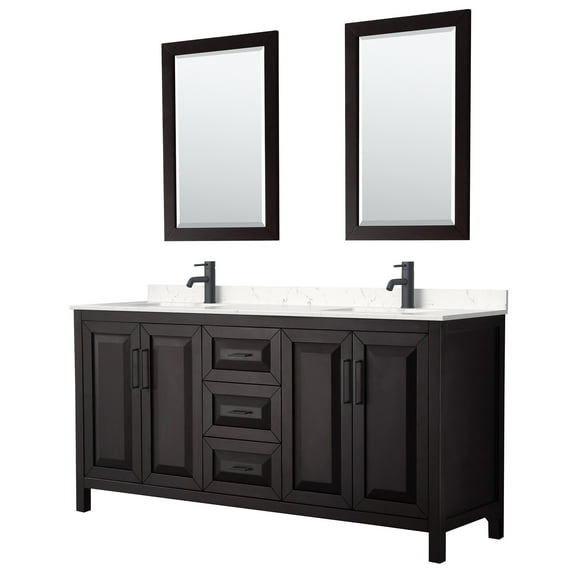 Wyndham Collection Wcv252572d-Vca-M24 Daria 72" Free Standing Double Basin Vanity Set -