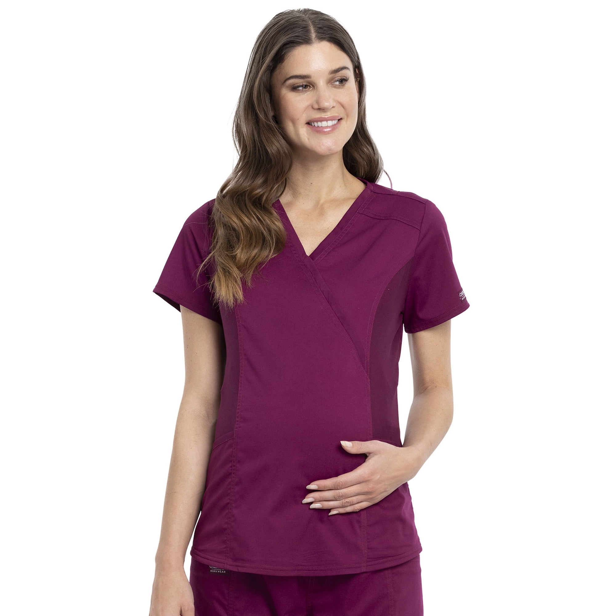 Cherokee Workwear Revolution Women's Scrubs Top Maternity Mock Wrap WW688