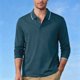 thumbnail image 1 of pstuiky camisa de manga larga para hombre, Top informal holgado de color liso con medio botón y solapa de manga larga para hombre tops de invierno para hombre s, 1 of 8