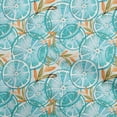 thumbnail image 1 of oneOone Georgette Viscose Turquoise Blue Fabric Leaves & Lemon Sewing Material Print Fabric By The Yard 42 Inch Wide, 1 of 5