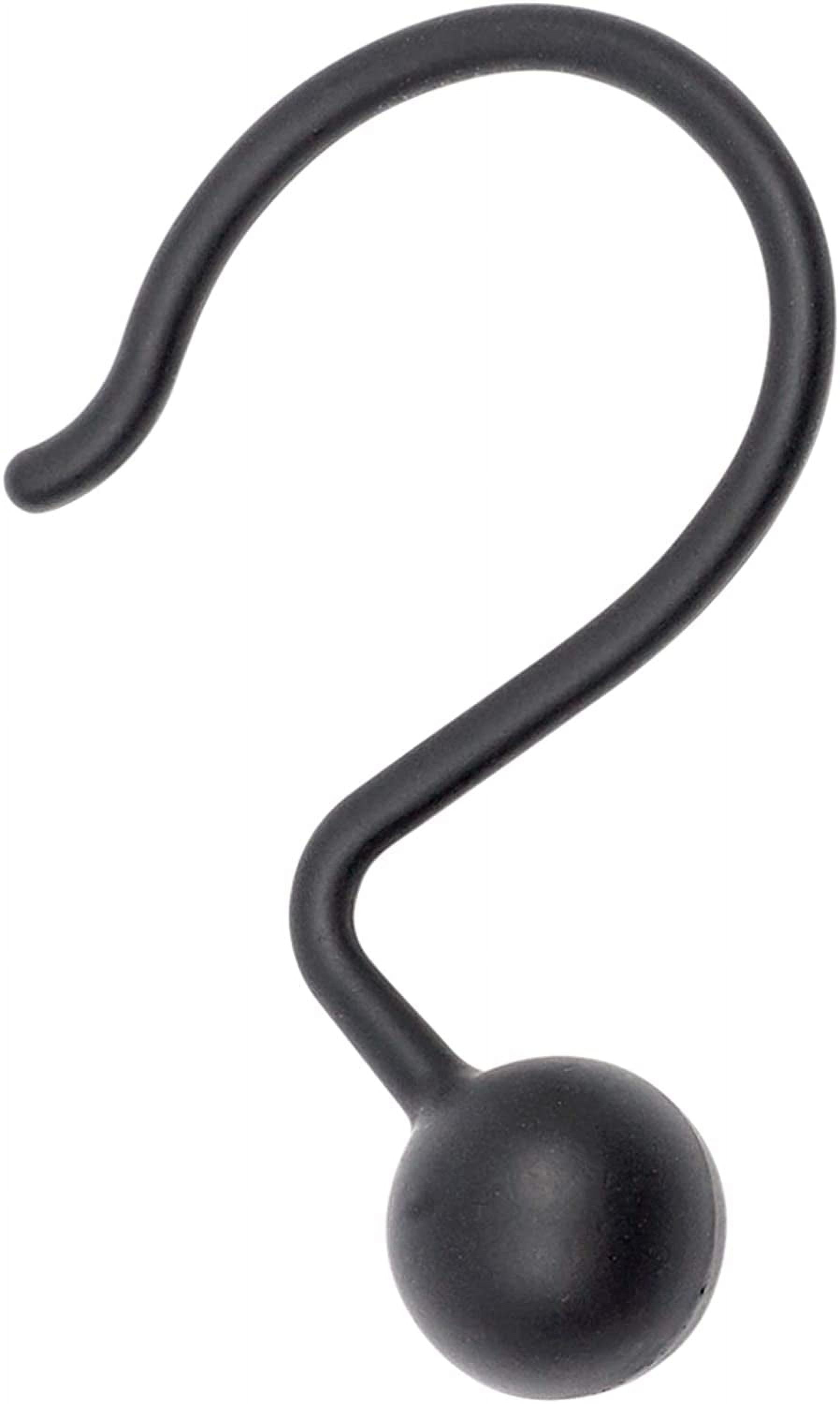 NeverRust Rustproof Aluminum Shower Curtain Hooks, Durable Smooth-Glide Rings for Curtain, Elegant Corrosion-Resistant Rings, Set of 12, Matte Black