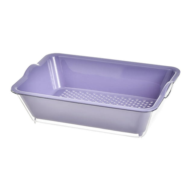 Juego de cuenco y colador de drenaje con cesta para limpiar alimentos y espaguetis Violeta 2 niveles