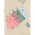 thumbnail image 4 of Aojekbee Baby Girl Ribbed Jumpsuit Summer Cute Bow Sleeveless Romper Shorts for Newborn Toddler Cute Clothes, 4 of 10