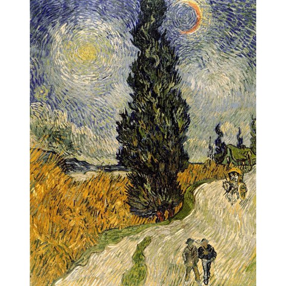 van Gogh "Road with Cypresses" (1890) Glossy Poster