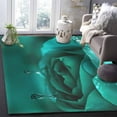 thumbnail image 5 of Area Rugs Indoor Non-Slip Rectangle Rug 2.7x5 Ft Teal Rose with Drops Abstract Art Nature Fantasy Rug Rubber Backing Floor Mats Non Shedding Home Decor Carpet for Entryway Living Room, 5 of 8