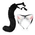 thumbnail image 4 of Diadema con orejas y cola de gato y zorro para disfraz de carnaval o cumpleaños Negro, 4 of 9