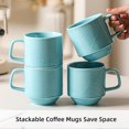 thumbnail image 3 of Adewnest Stackable Coffee Mugs Set: 13 oz Ceramic Stacking Cups for Cappuccino Latte Tea - Microwave Safe Mug for Home & Office - 4 PCS, 4 Color Assorted, 3 of 7